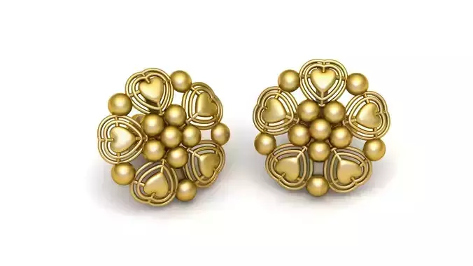 BUBBLE AND HEART DESIGN EARRING 3D PRINTABLE MODEL