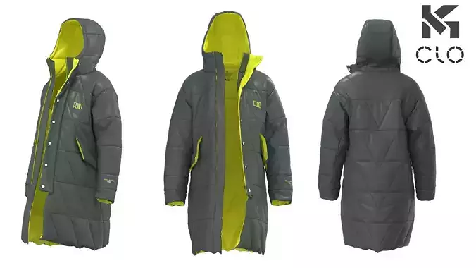 3D Men Puffer Jacket High-Quality Winter Coat with Hood Clo3D