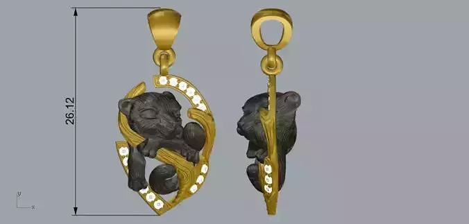 Tiger baby pendant Free 3D print model