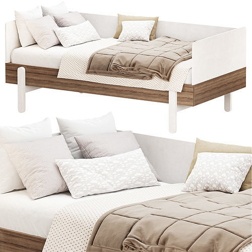 Cream Single Bed 3D model
