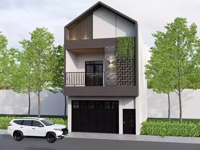 Scene Enscape Render Exterior Facade Modern 3D model Free 3D model