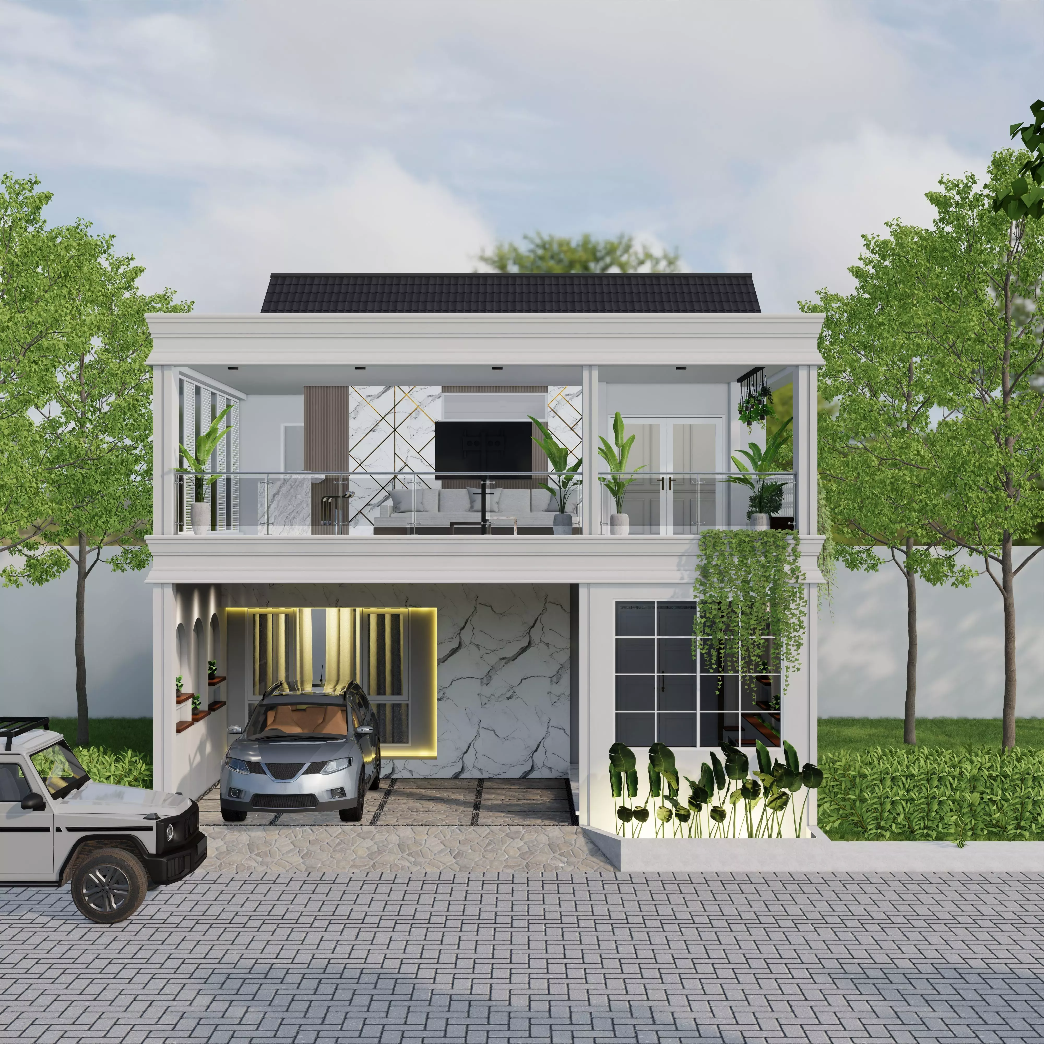 Scene Setting Enscape Exterior Facade Modern 3D model  3D model_0