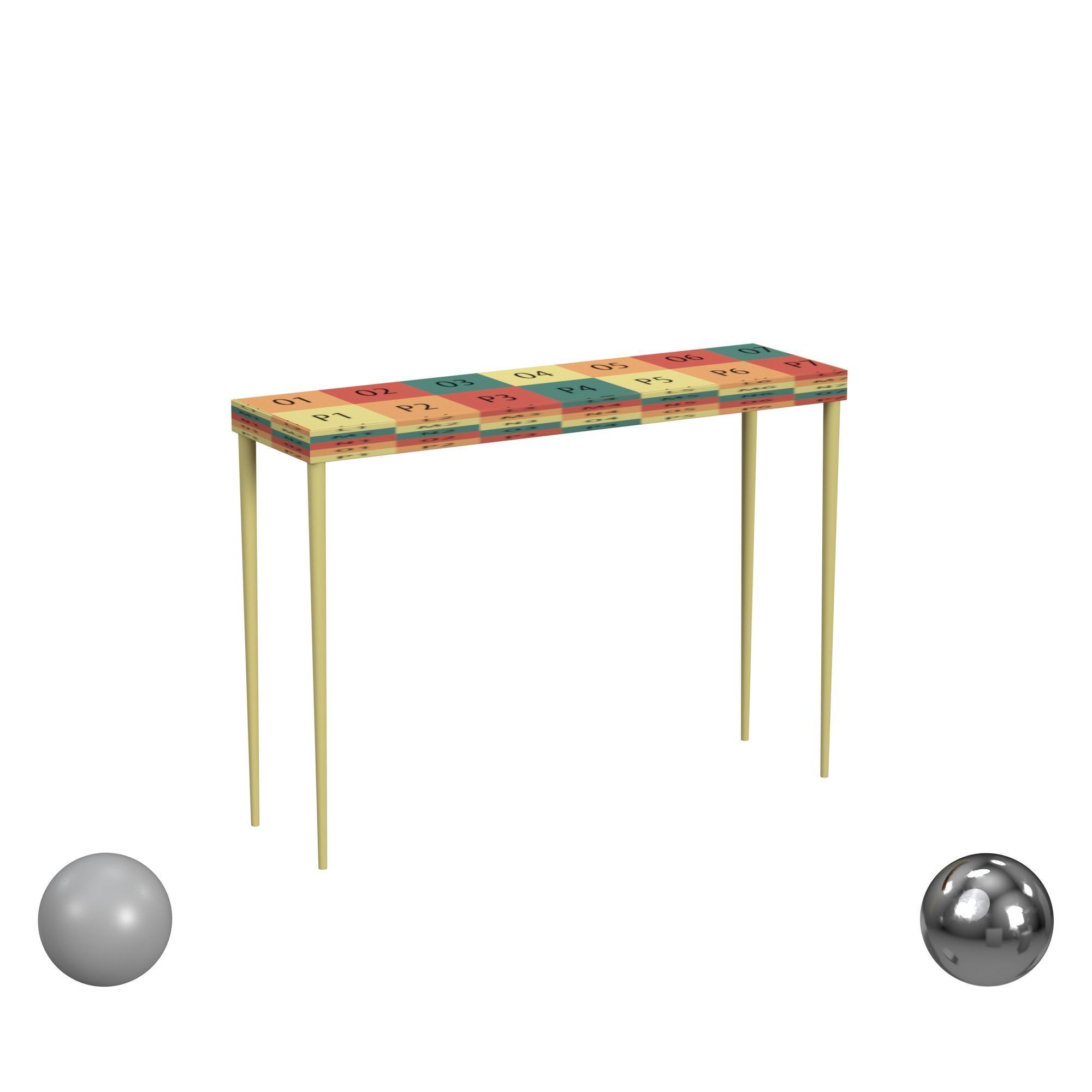 Leilani Palm Leaf Console Table 3D model_2