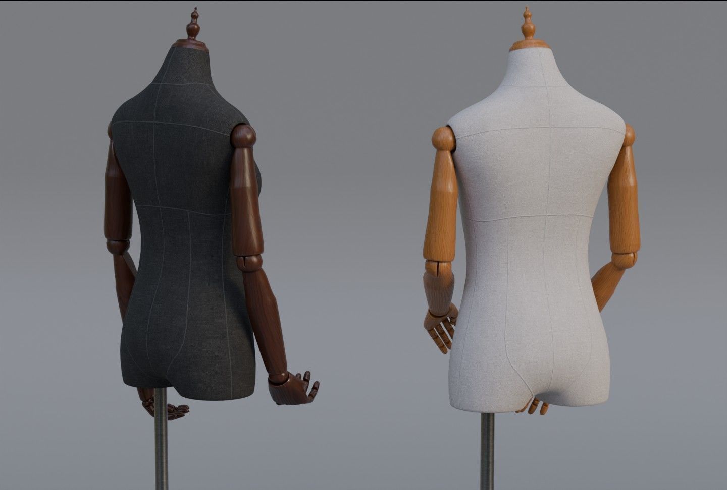 Mannequin with wooden hands 3D model_3