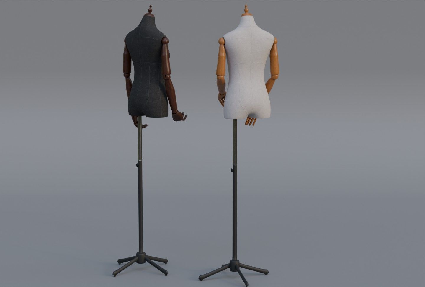 Mannequin with wooden hands 3D model_2
