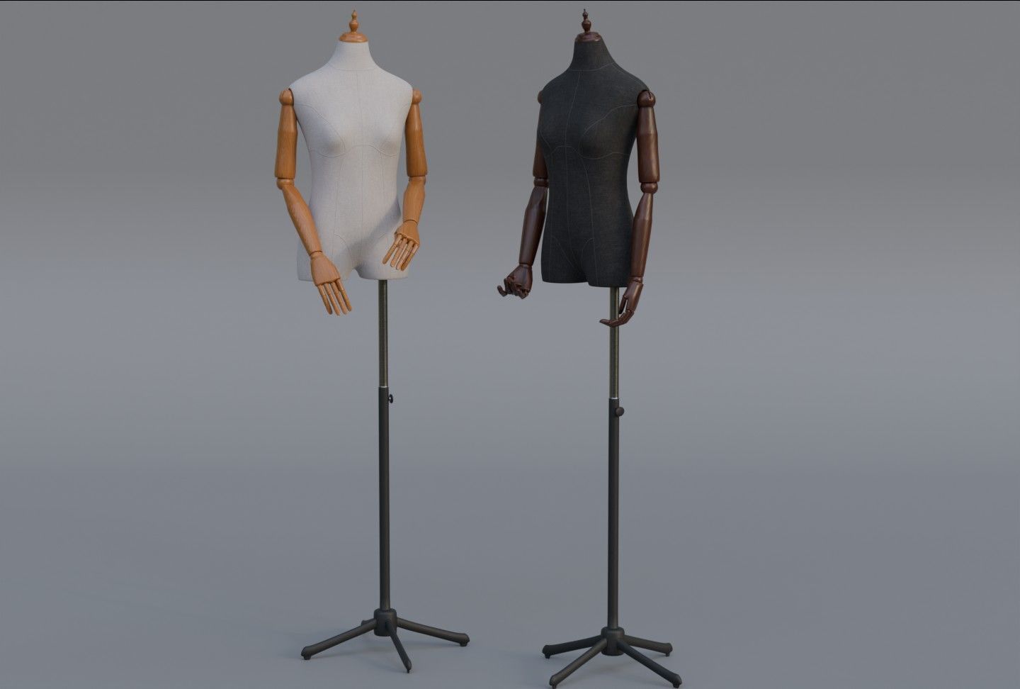 Mannequin with wooden hands 3D model_1