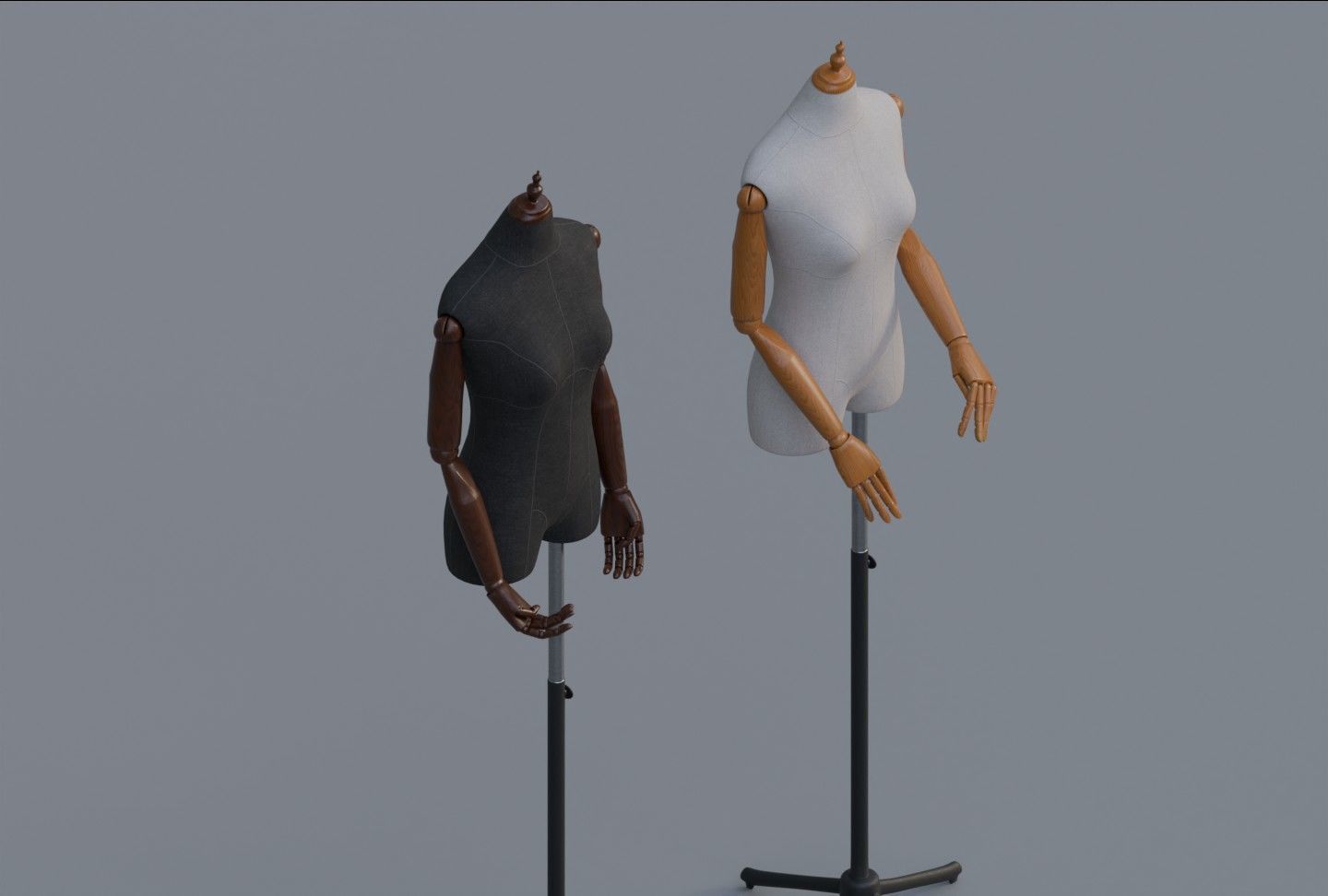 Mannequin with wooden hands 3D model_4