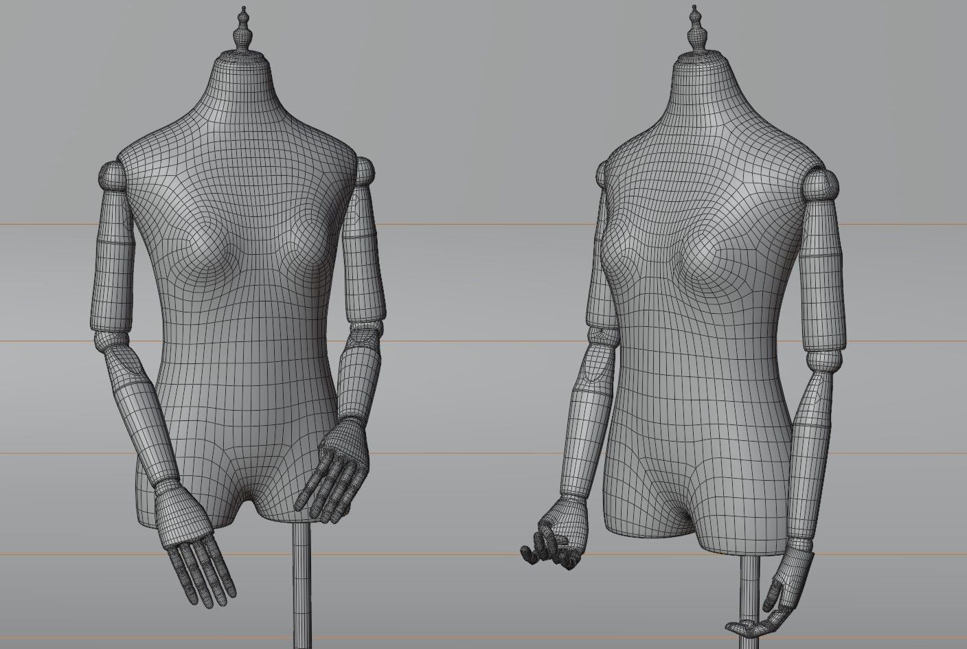 Mannequin with wooden hands 3D model_5