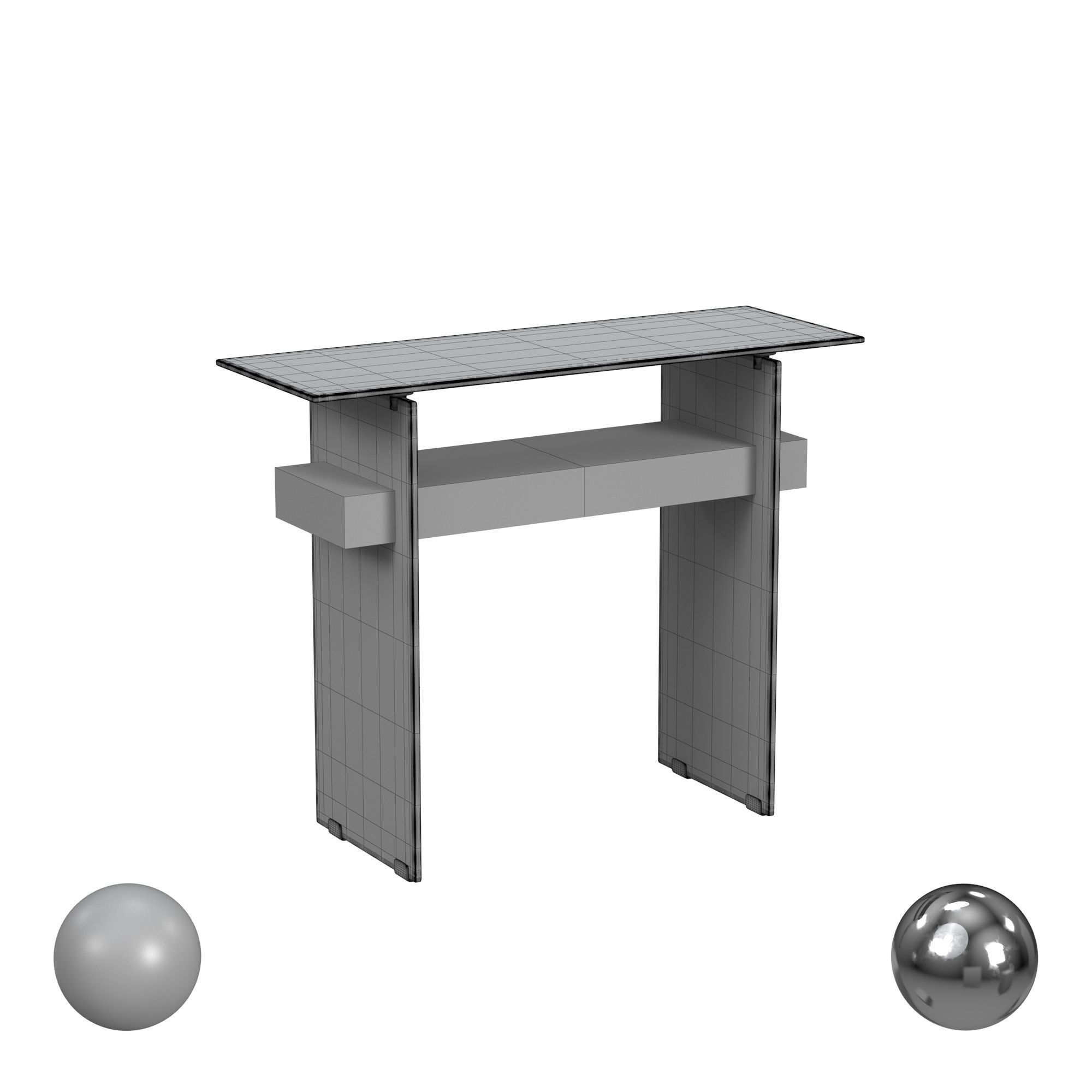 Kayley Rectangular Modern Glass Console Table 3D model_3