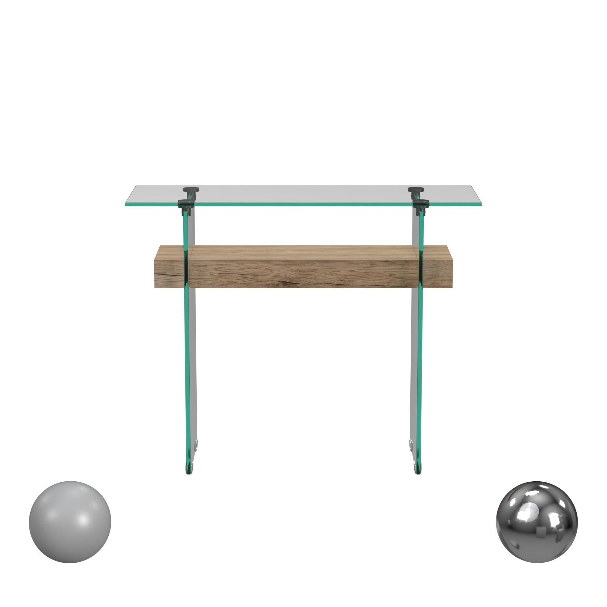 Kayley Rectangular Modern Glass Console Table 3D model_1