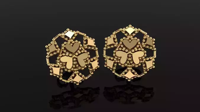 HEART DESIGN EARRING 3D PRINTABLE MODEL