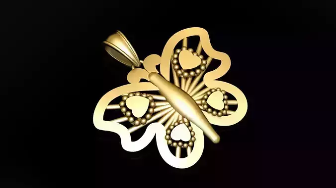 GOLDEN BUTTERFLY PENDANT 3D PRINTABLE MODEL