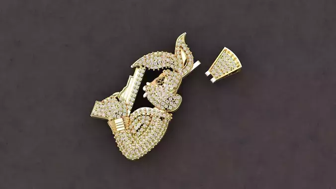 rabbit gold and features a mix of white and black diamonds