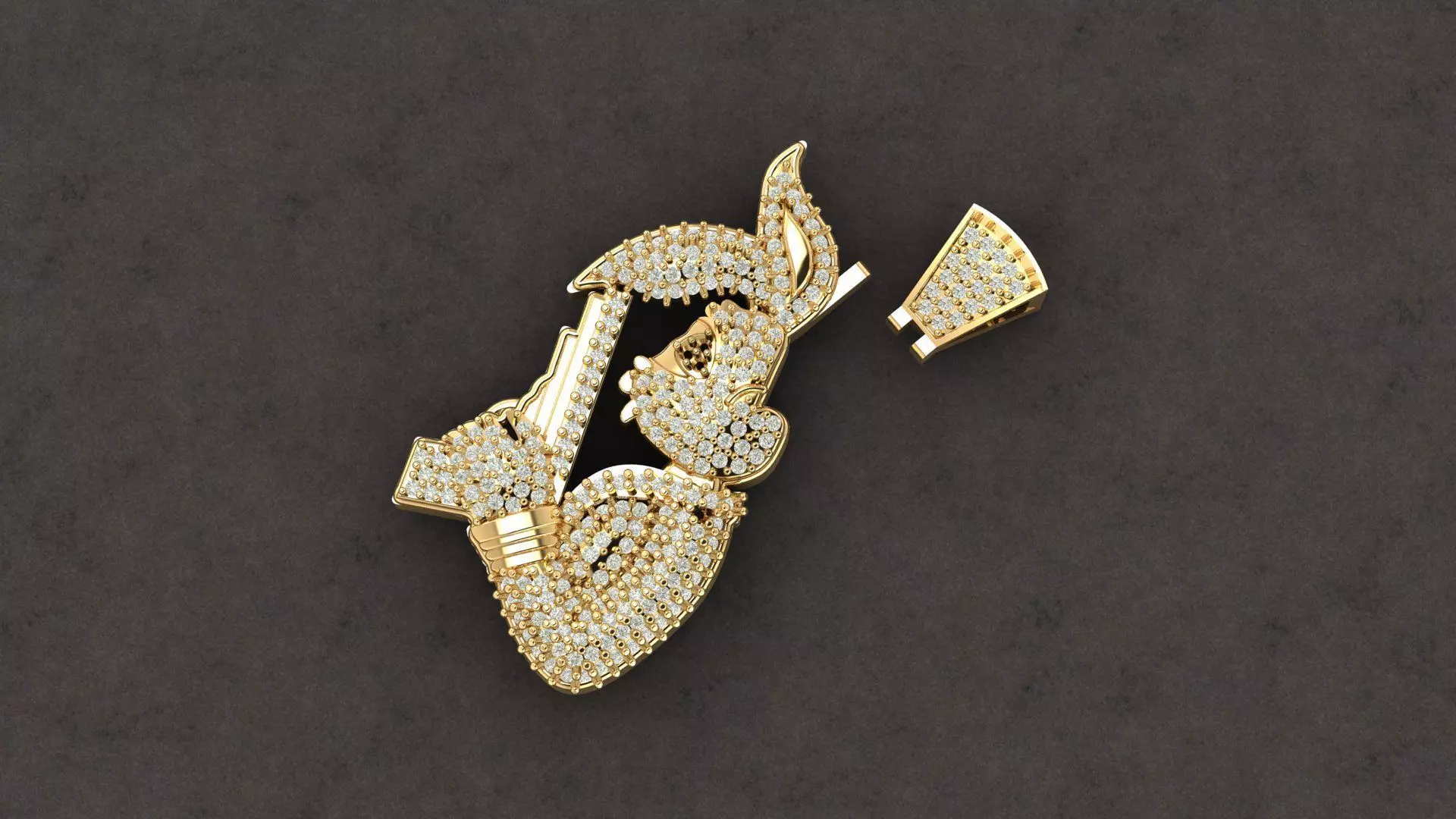 rabbit gold and features a mix of white and black diamonds 3D print model