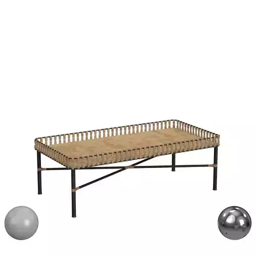 Calla Rectangular Iron and Rattan Coffee Table