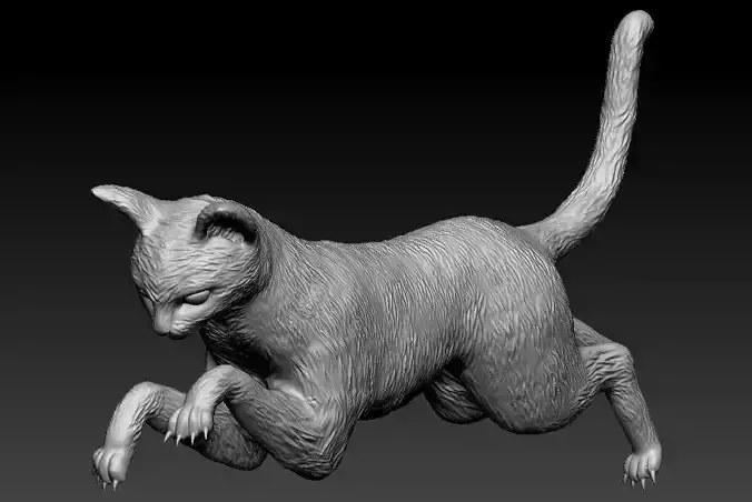 Cat 001 3D Printable Solid Model