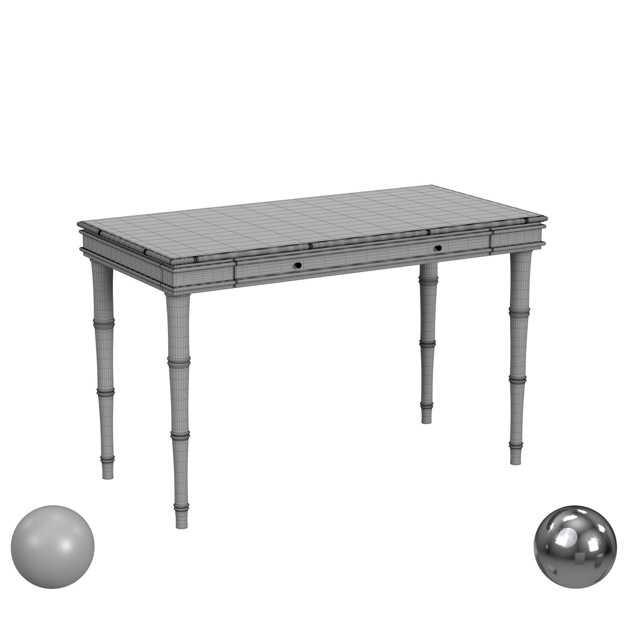 Noely Single Drawer Writing Desk 3D model_3