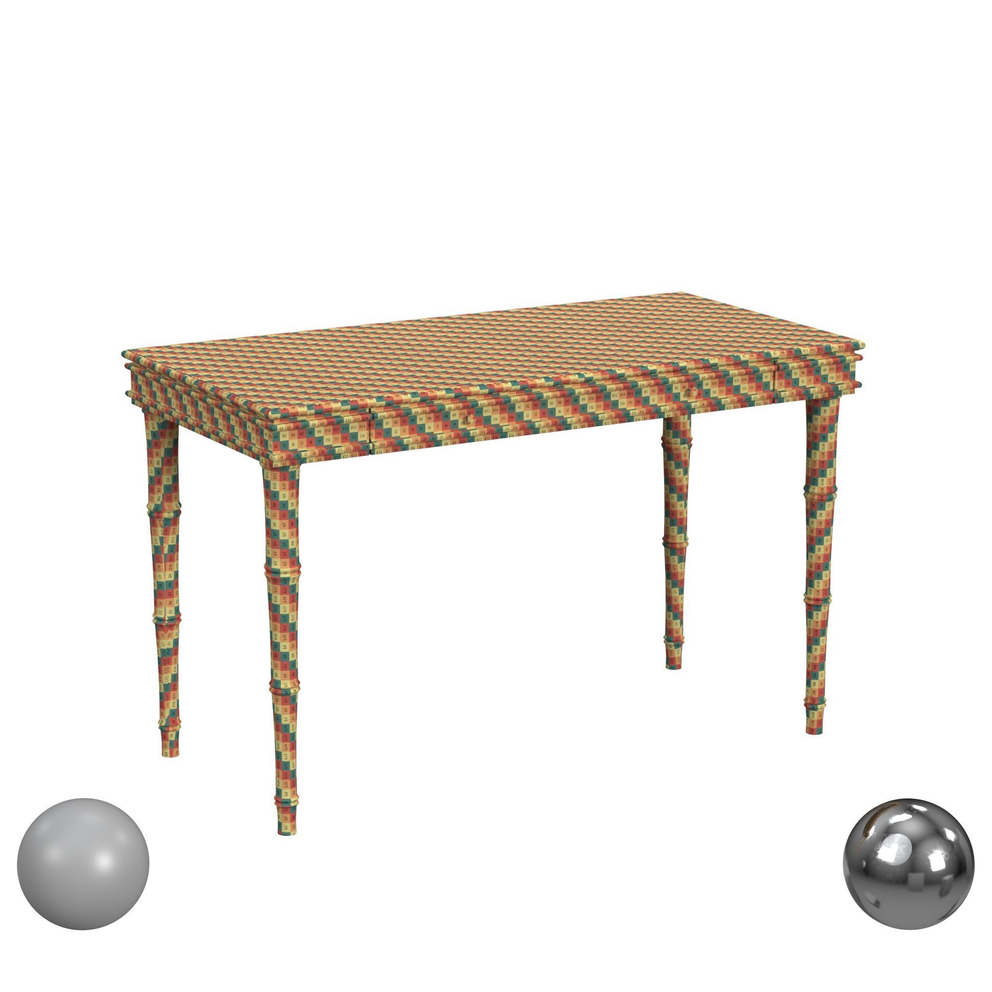 Noely Single Drawer Writing Desk 3D model_2