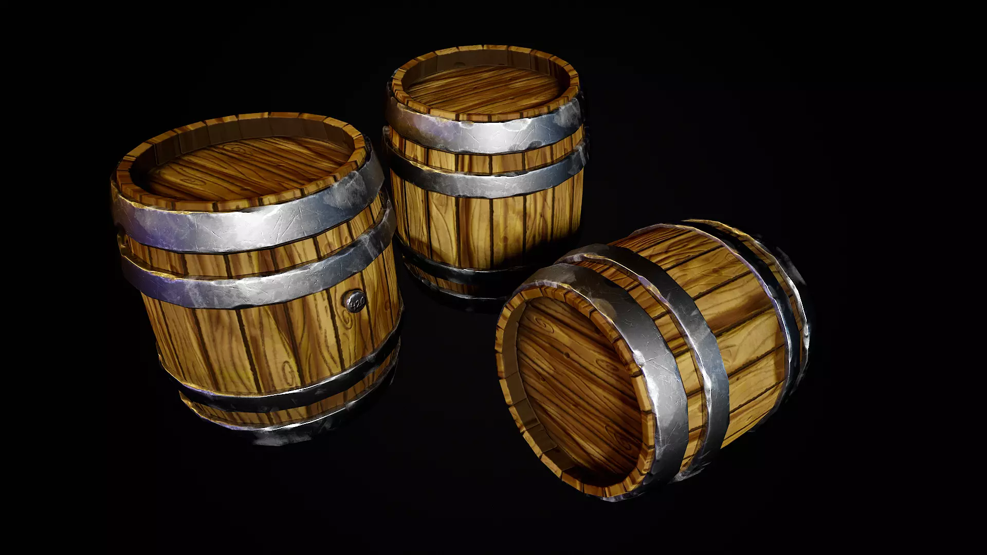 Stylized barrel Low-poly 3D model