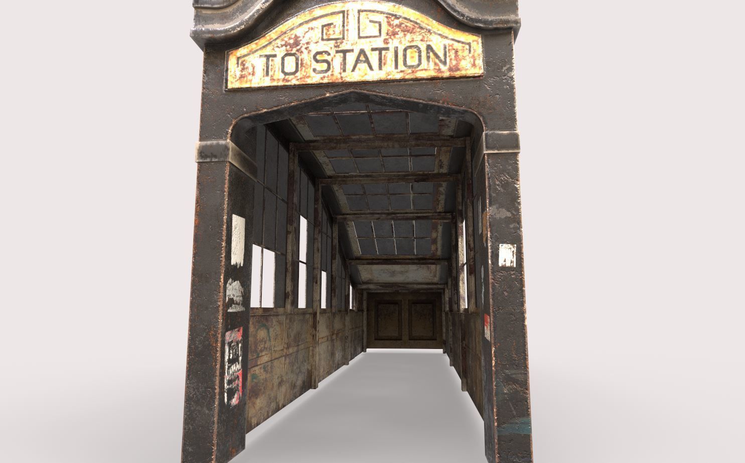 Old Subway Entrance 3D model_7