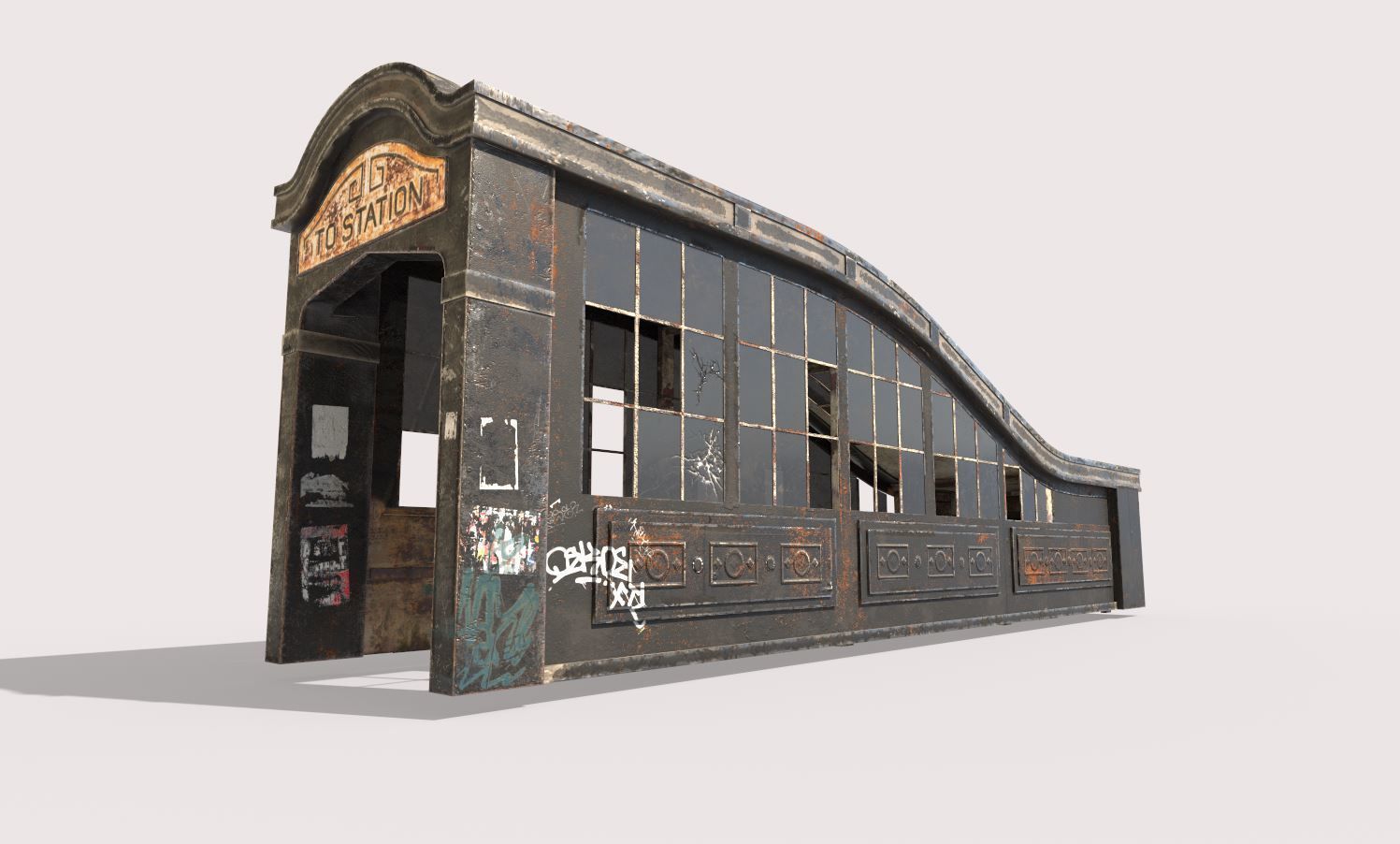 Old Subway Entrance 3D model_3