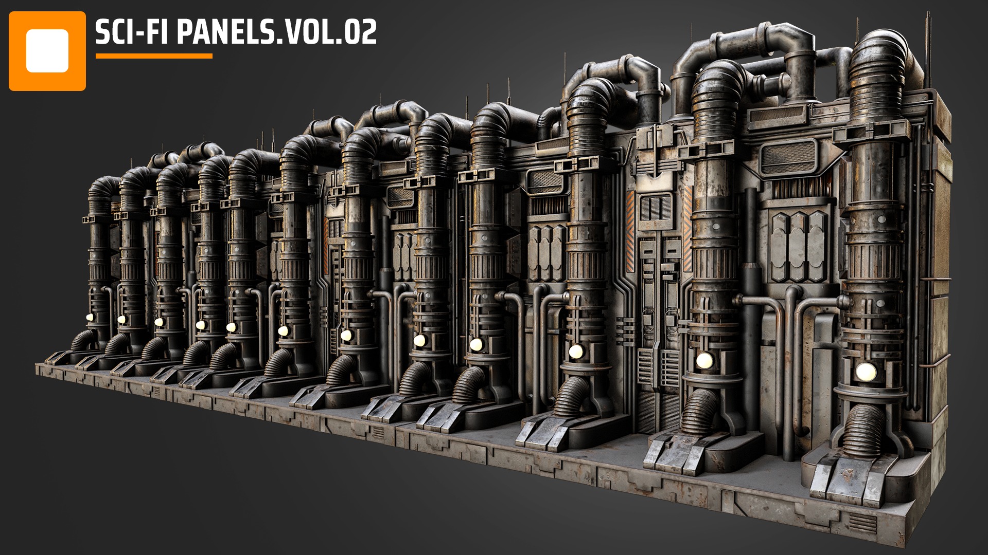 sci fi  panels vol 02 Low-poly 3D model_2