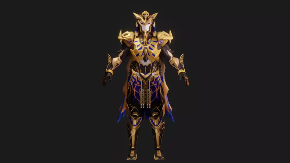 Golden Pharaoh X Suit 6 Star Animated Textures Low-poly 3D model_0