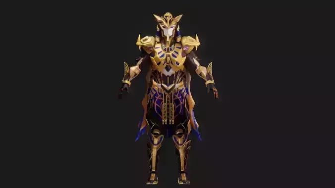 Golden Pharaoh X Suit 6 Star Animated Textures Low-poly 3D model
