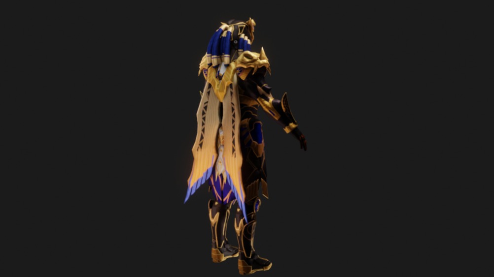 Golden Pharaoh X Suit 6 Star Animated Textures Low-poly 3D model_6