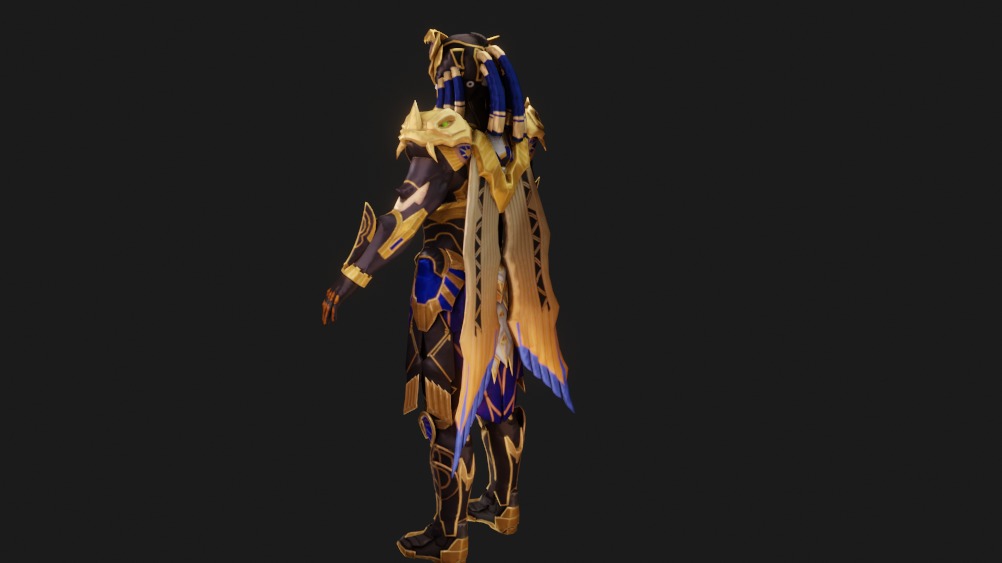 Golden Pharaoh X Suit 6 Star Animated Textures Low-poly 3D model_4