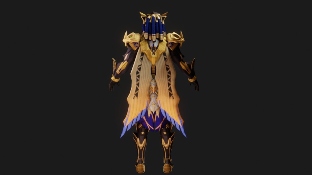 Golden Pharaoh X Suit 6 Star Animated Textures Low-poly 3D model_5