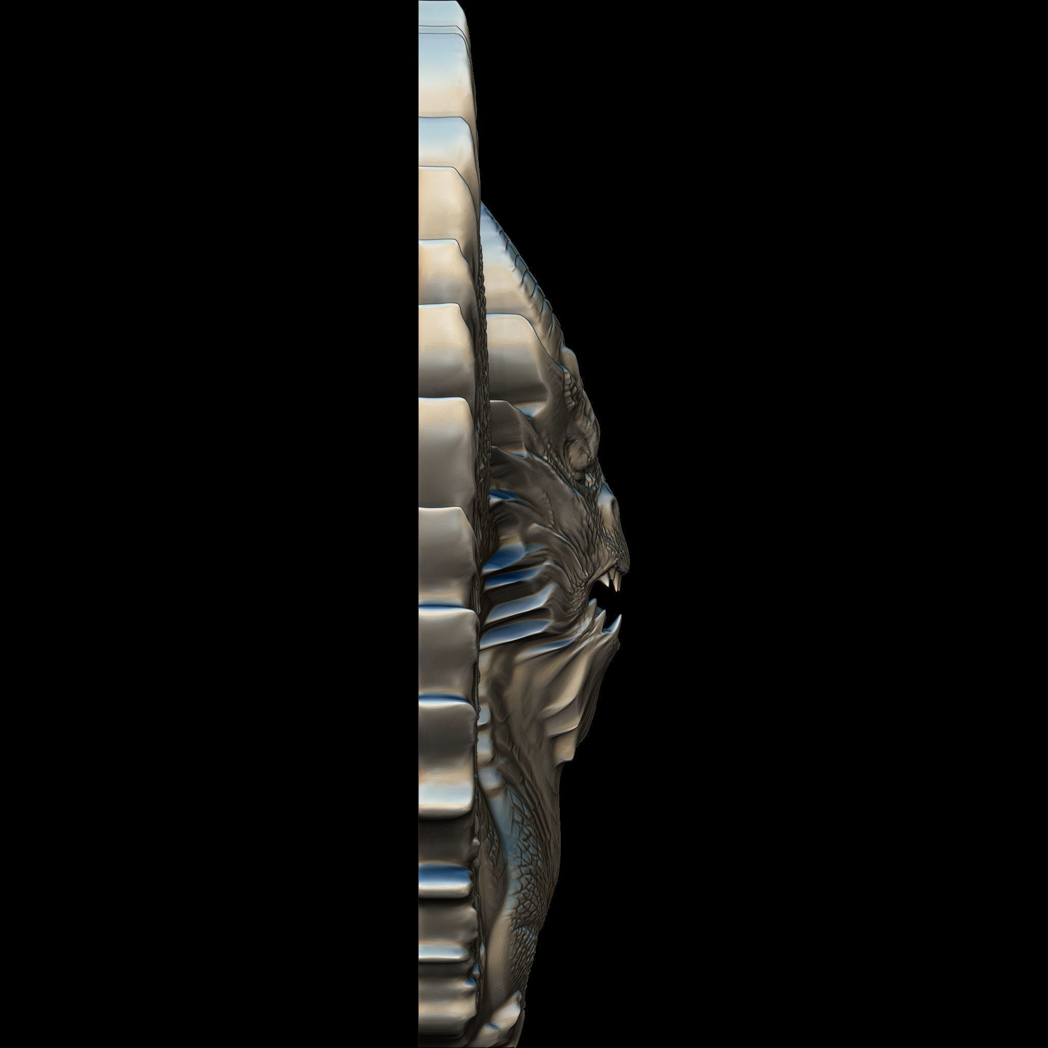 Dragon Head Relief No11 STL file for 3d Printing or CNC 3D print model_4