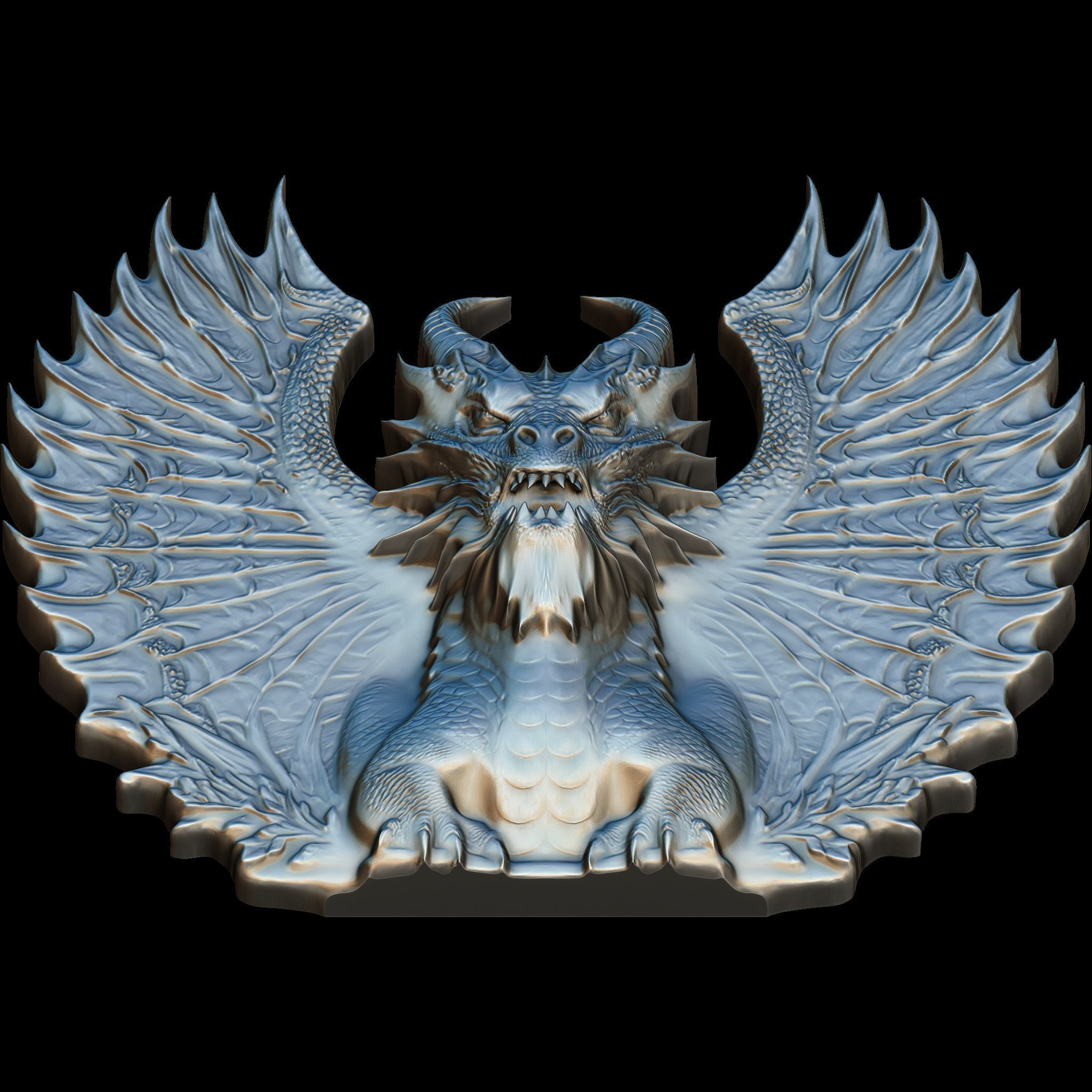 Dragon Head Relief No11 STL file for 3d Printing or CNC 3D print model_8