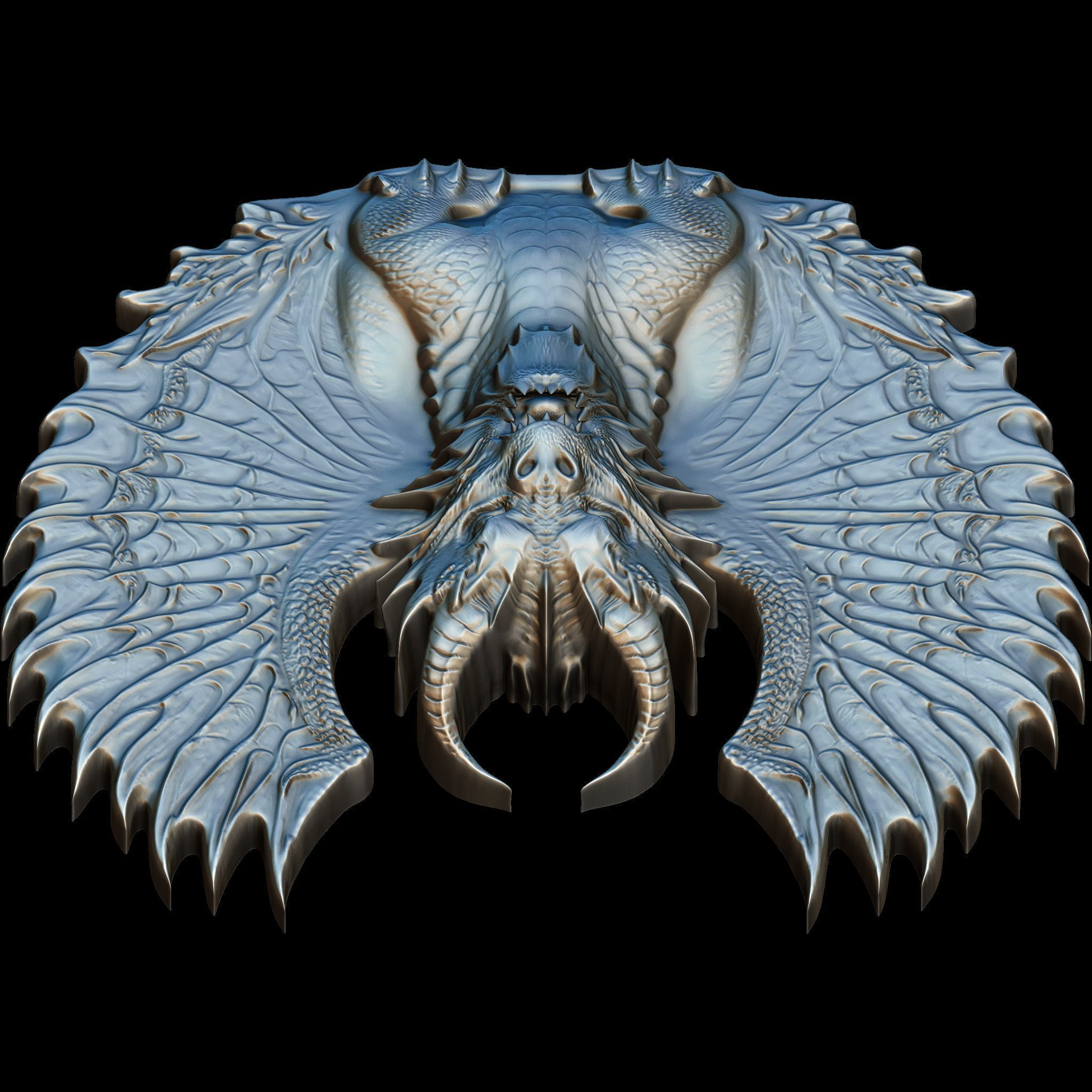 Dragon Head Relief No11 STL file for 3d Printing or CNC 3D print model_10