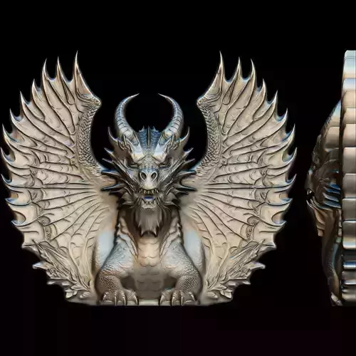 Dragon Head Relief No11 STL file for 3d Printing or CNC