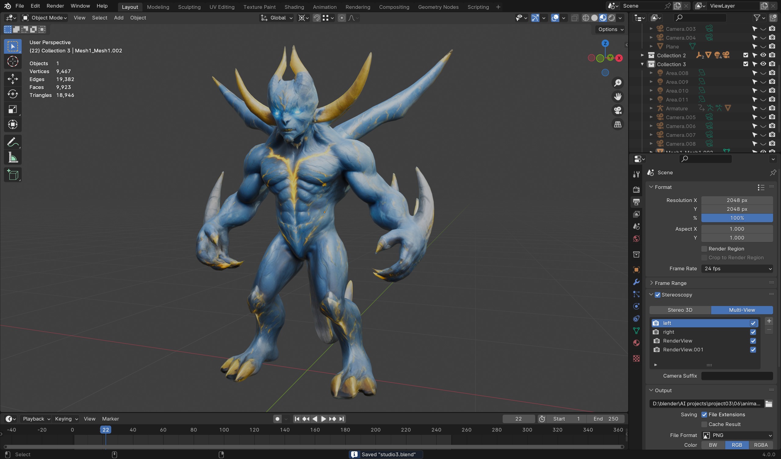 Thunder Beast - Rig-Ready 3D Game Model with Animation Low-poly 3D model_4