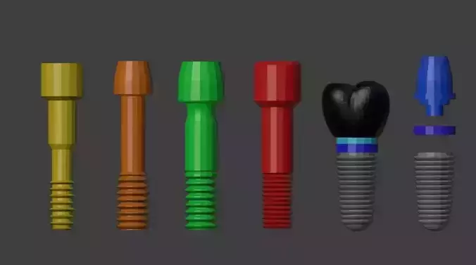 3D Model of Tooth Implants - Dental Models Bundle - 6 Pack 