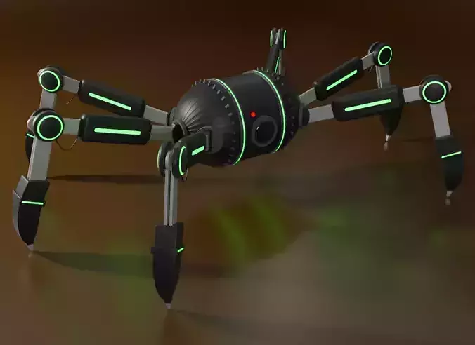 Spider robot Low-poly 3D model