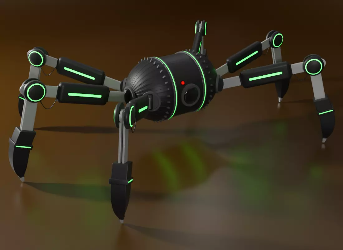 Spider robot Low-poly 3D model_0