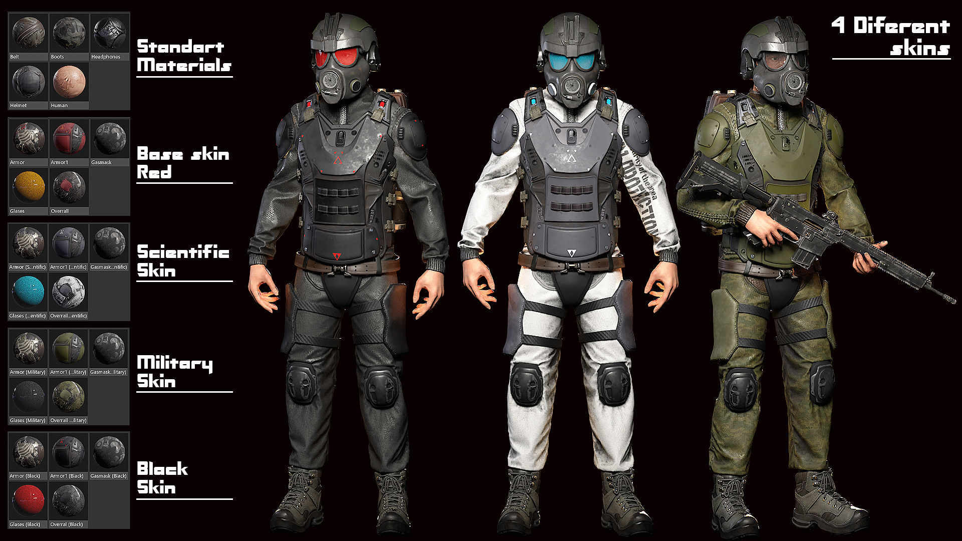 MODULAR SOLDIER FUTURE SCI FI GAME READY CHARACTER LOW POLY Low-poly 3D model_4