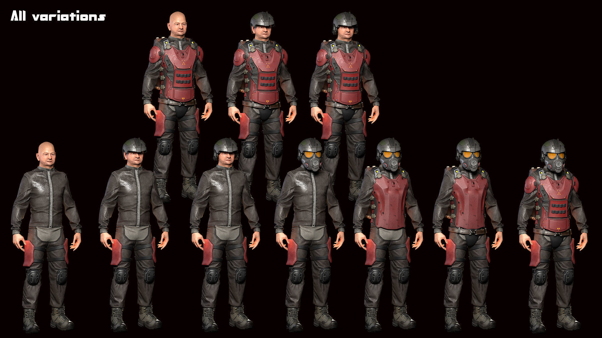 MODULAR SOLDIER FUTURE SCI FI GAME READY CHARACTER LOW POLY Low-poly 3D model_7