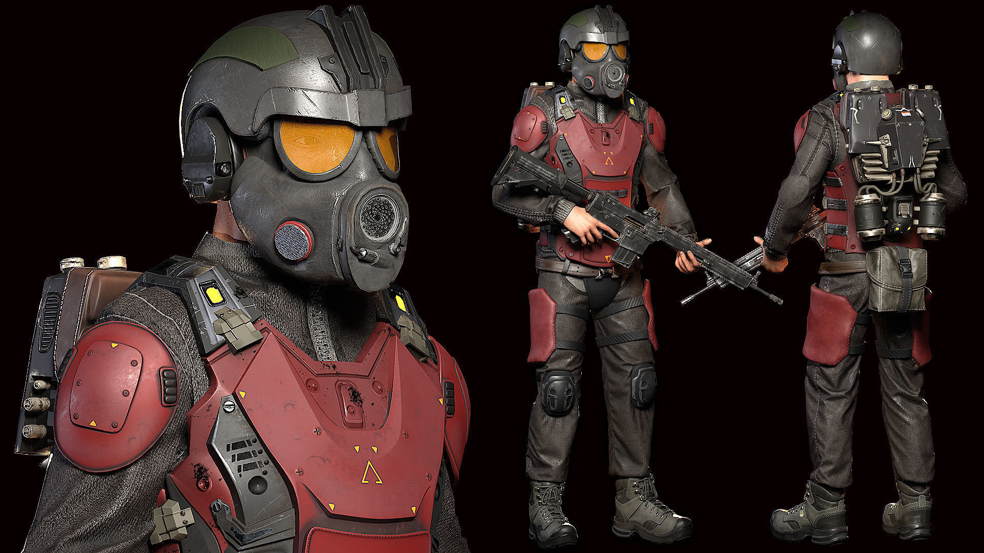 MODULAR SOLDIER FUTURE SCI FI GAME READY CHARACTER LOW POLY Low-poly 3D model_2