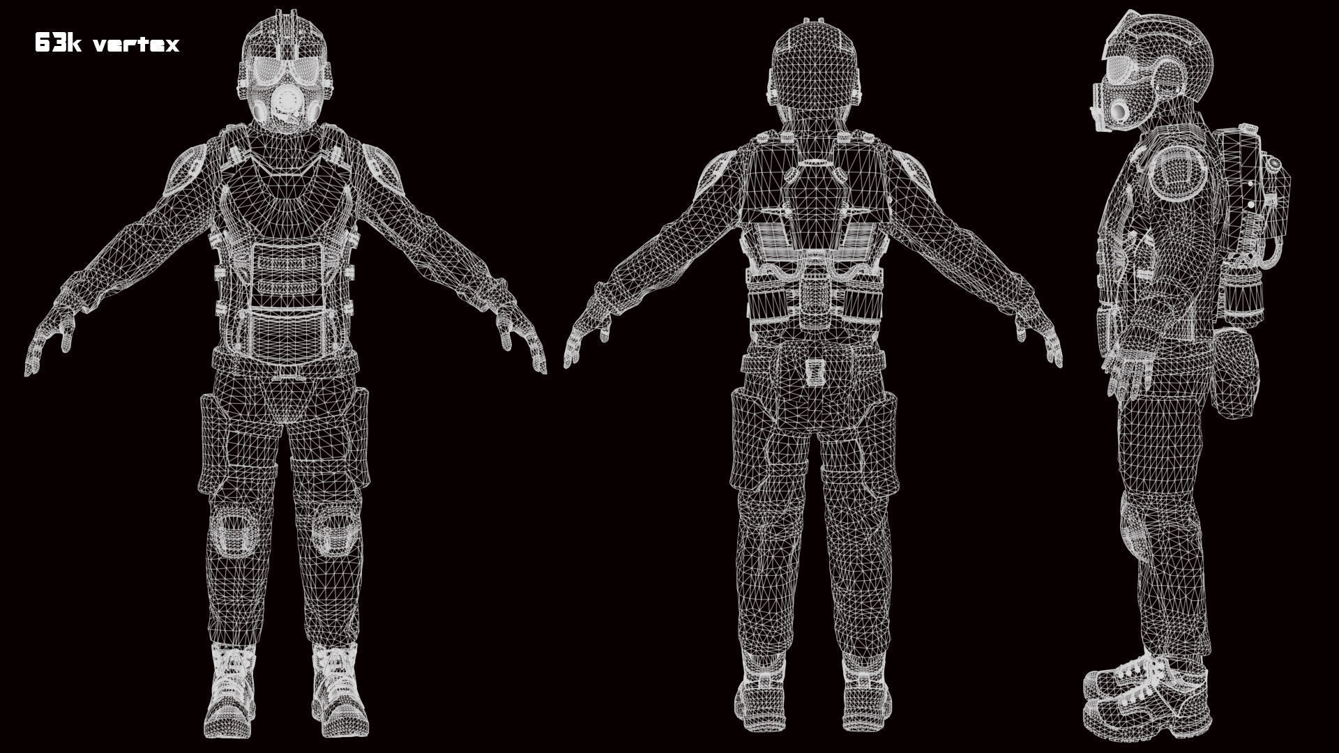 MODULAR SOLDIER FUTURE SCI FI GAME READY CHARACTER LOW POLY Low-poly 3D model_12