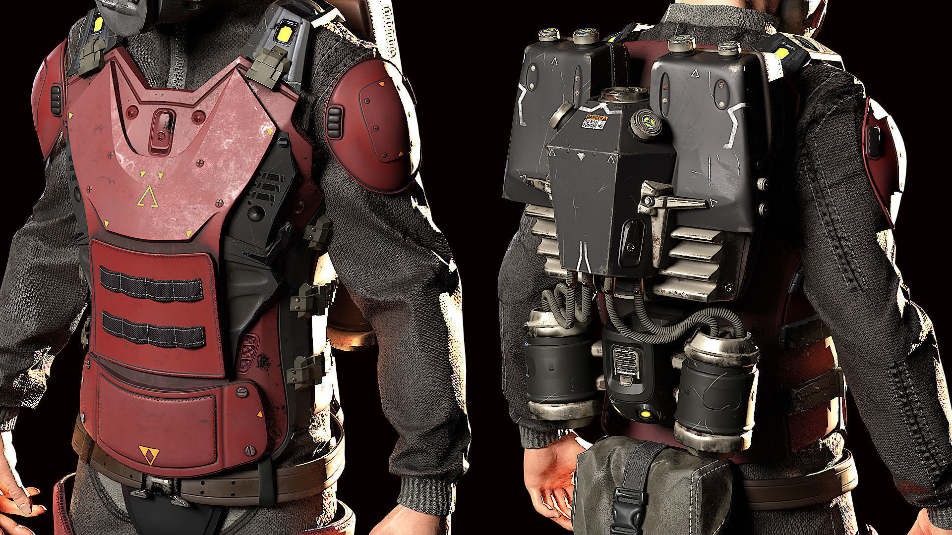 MODULAR SOLDIER FUTURE SCI FI GAME READY CHARACTER LOW POLY Low-poly 3D model_8