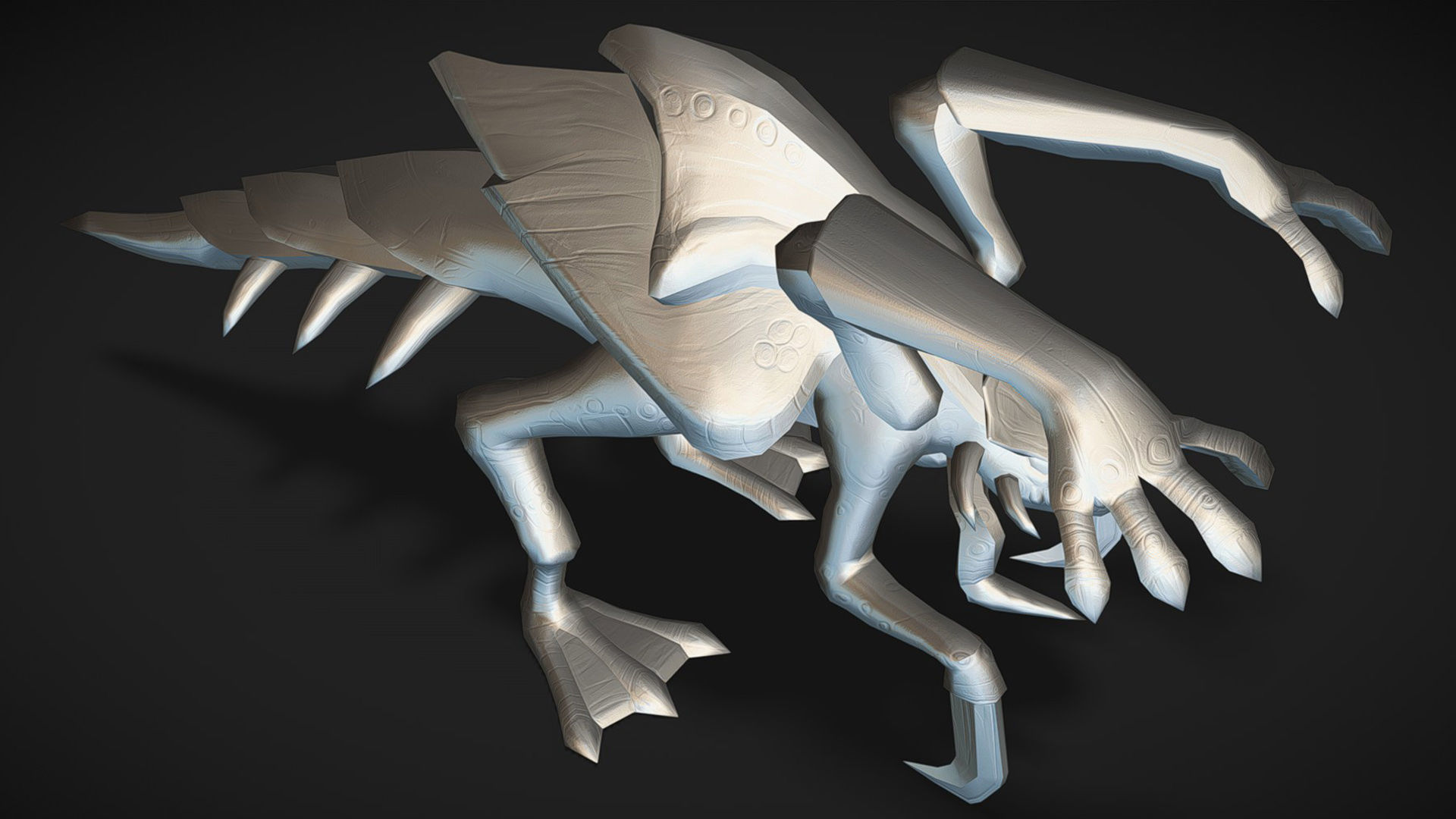 Alien Flea Monster Insect Creature Golden Bug Zergling Low-poly 3D model_17