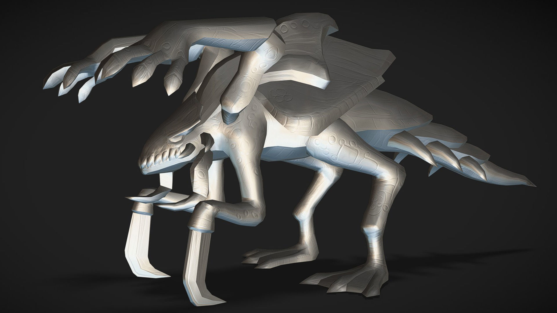 Alien Flea Monster Insect Creature Golden Bug Zergling Low-poly 3D model_18