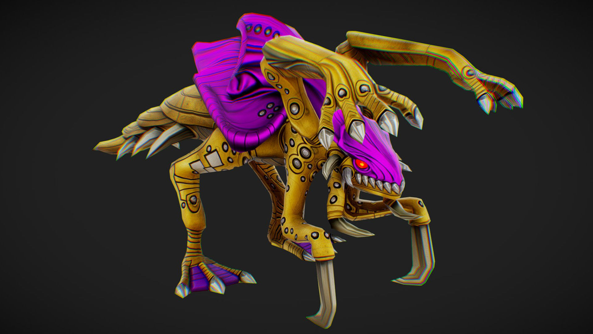 Alien Flea Monster Insect Creature Golden Bug Zergling Low-poly 3D model_9