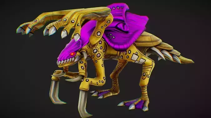 Alien Flea Monster Insect Creature Golden Bug Zergling Low-poly 3D model