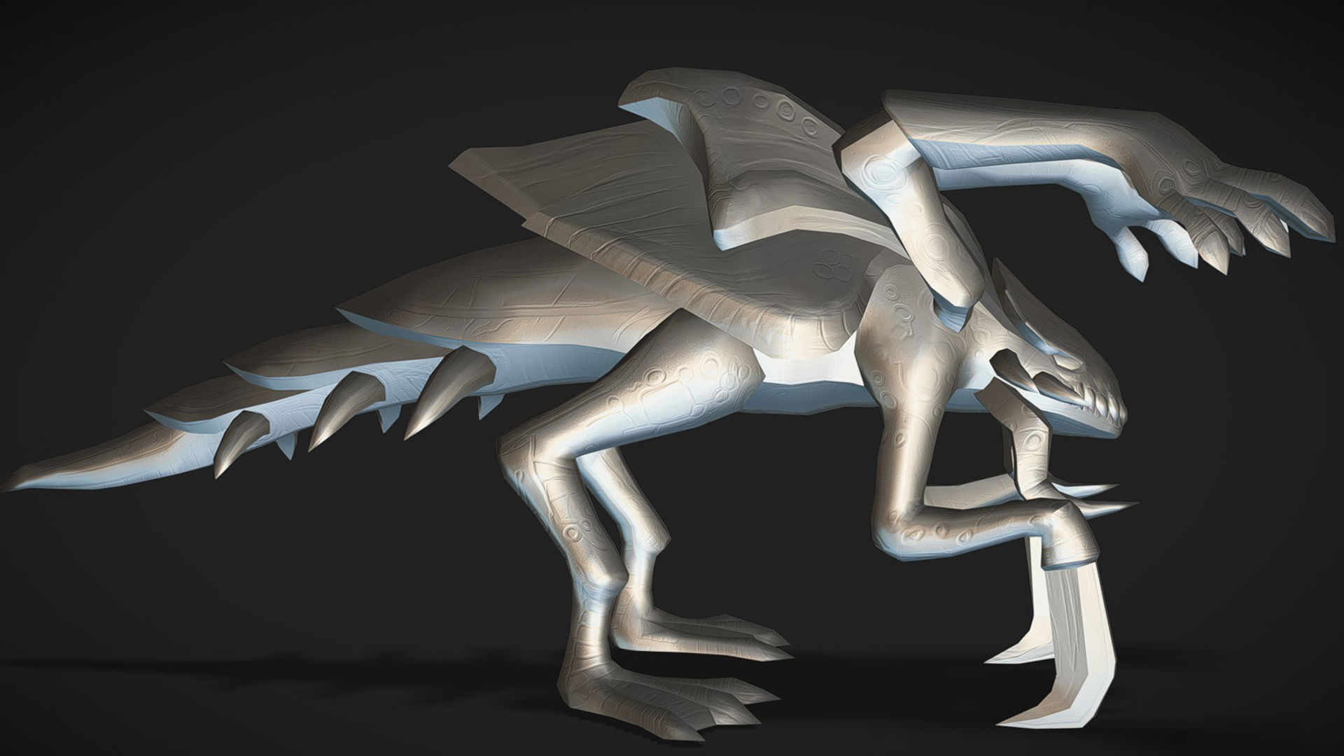 Alien Flea Monster Insect Creature Golden Bug Zergling Low-poly 3D model_16