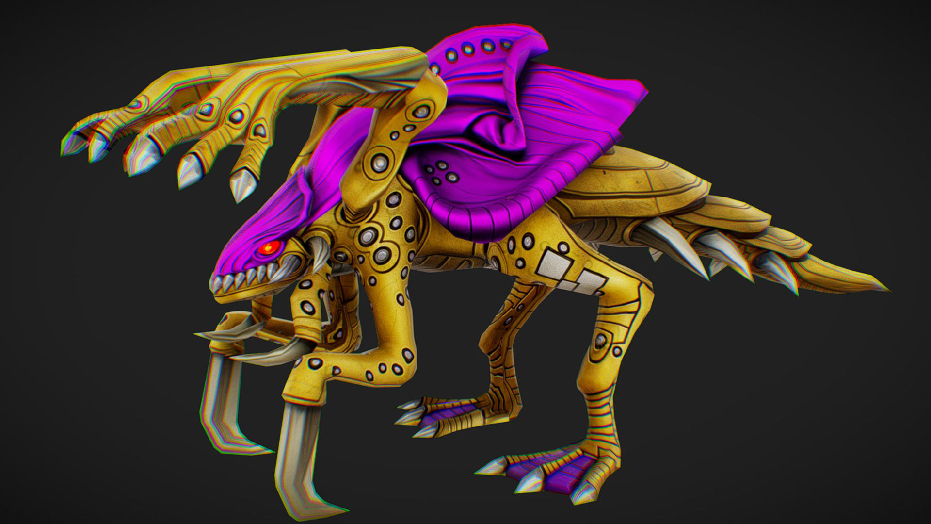 Alien Flea Monster Insect Creature Golden Bug Zergling Low-poly 3D model_1